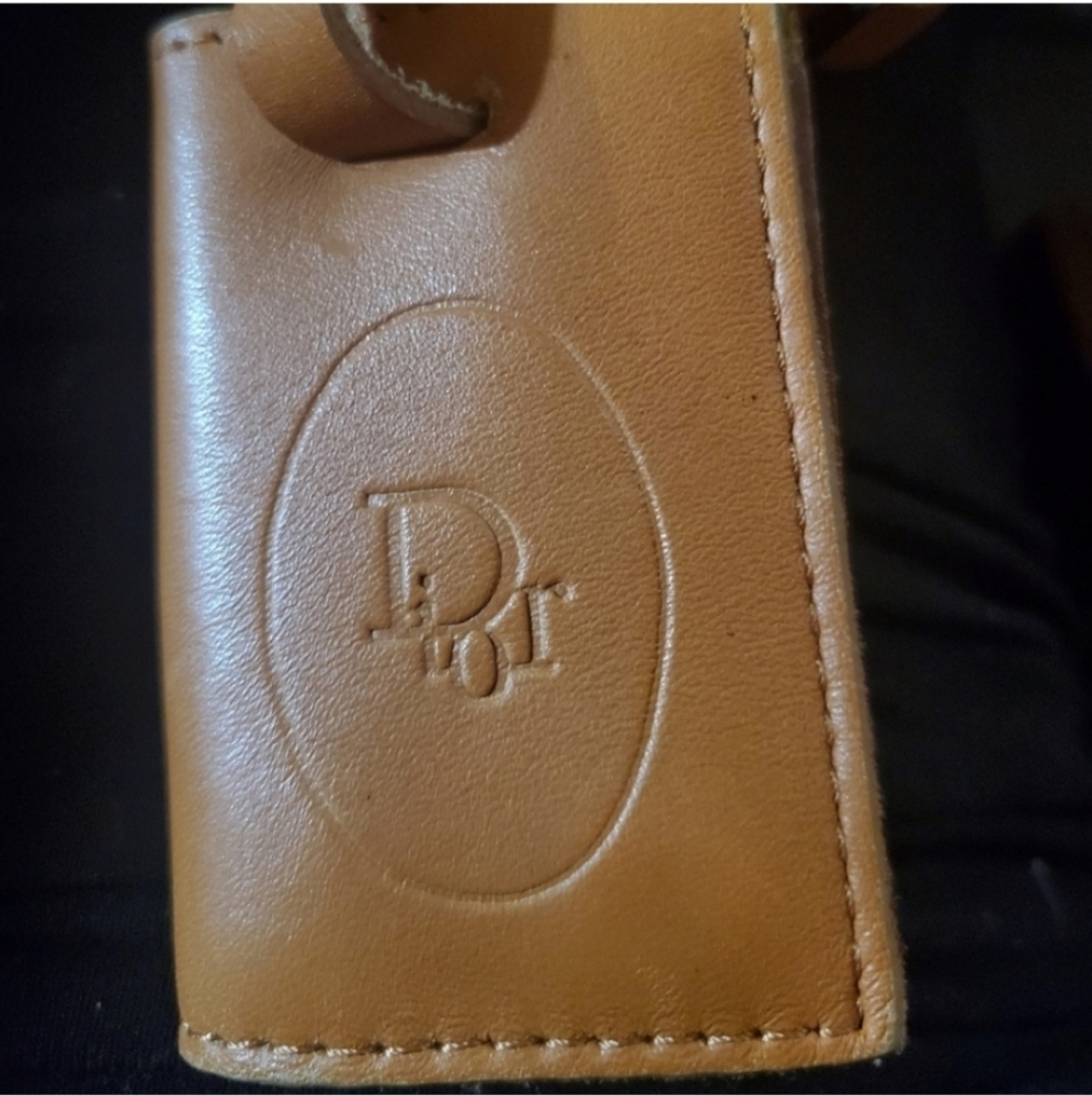 Vintage DIOR luggage tag GENUINE LEATHER Christian